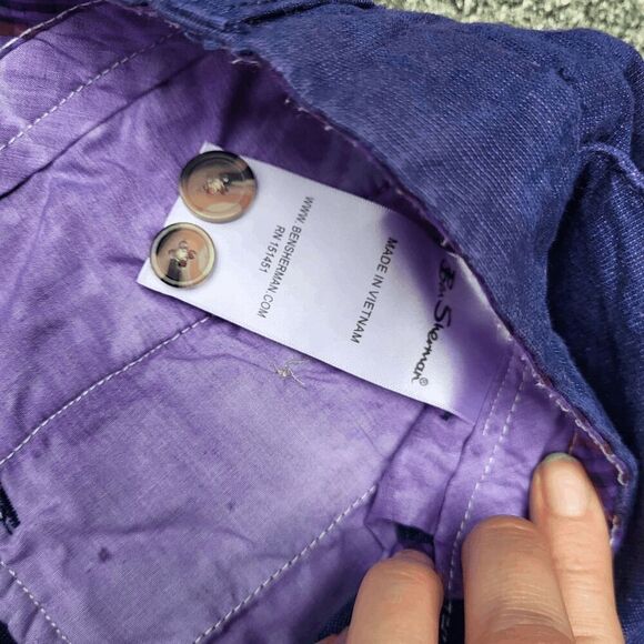 Ben Sherman Linen Purple Ice Dyed Shorts - W31 - Picture 3 of 5